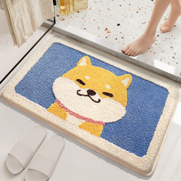 Cartoon golvmatta för badrum, vattenabsorberande halkfri matta vid ingången till badrummet-Akitas/50*80CM