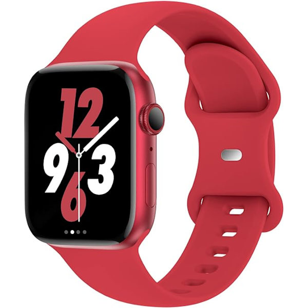 Remse Kompatibel med Apple Watch 38mm 40mm 41mm, Udskiftning Blød Silikon Sport Tilbehør Rem Armbånd til Kvinder Mænd (Rød)