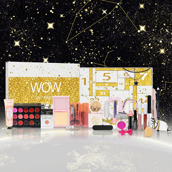 Julemakeup-Gavekalender 2024, Sminke-Adventskalender, 24 Individuelt Innpakkede Makeup- og Kosmetikkprodukter for Kvinner og Jenter White