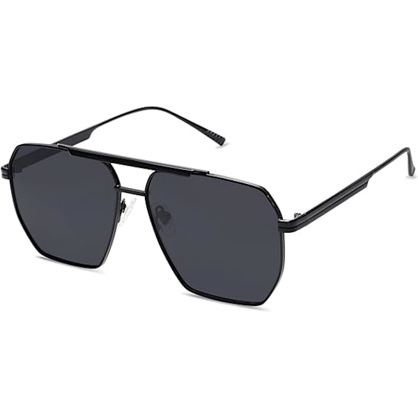 Retro Oversized Kvadratiske Polariserte Solbriller for Kvinner og Menn - Vintage Shades UV400 Klassiske Store Metall Solbriller