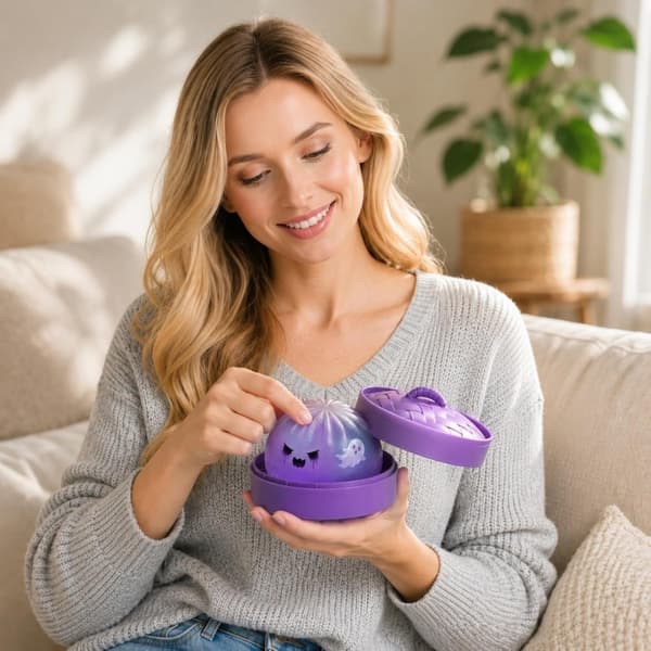 Mystisk Halloween Spøgelse Dumpling Squishy, Farverige Søde Bao Dumplings Klemmebolde Stresslindrende Sensorisk til Højtid (Spøgelse Dumpling)