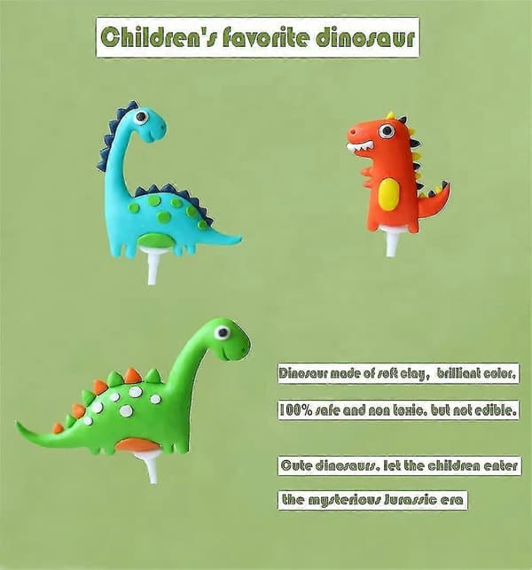 13 stk. 3D dinosaur kagepynt cupcake-pynt kagedekorationer til børnefødselsdag babyshower festartikler