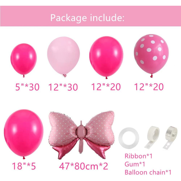 Pink Ballonbue Kit til Pink Mus Ballon til Babyshower Bryllup Fødselsdagsfest Dekoration Pigefest Dekoration