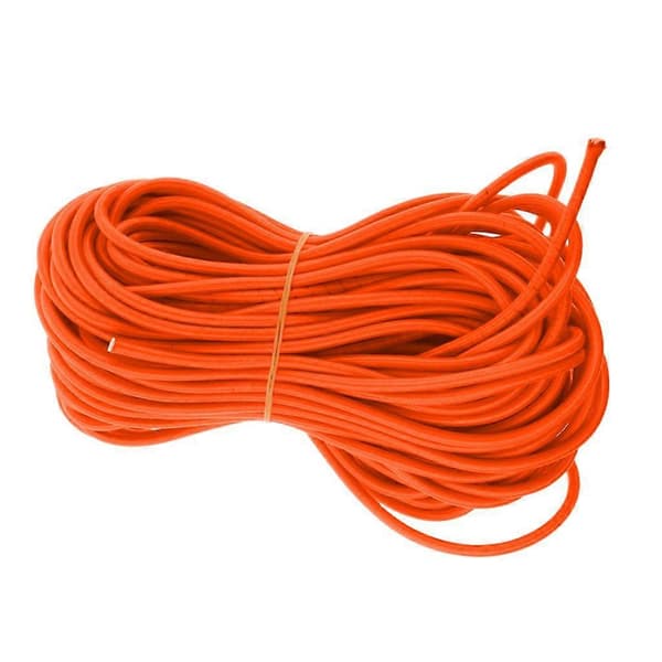 6 mm diameter oransje polyesterbelagt gummi UV elastisk støtsnor tau - 30m