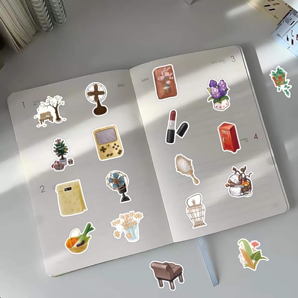 60 stk Vintage Stickers til Vandflaske, Æstetiske Stickers til Laptop, Bagage, Scrapbog, Skateboard, Computer, Cykel, Vandtætte Vinyl Søde Dekaler