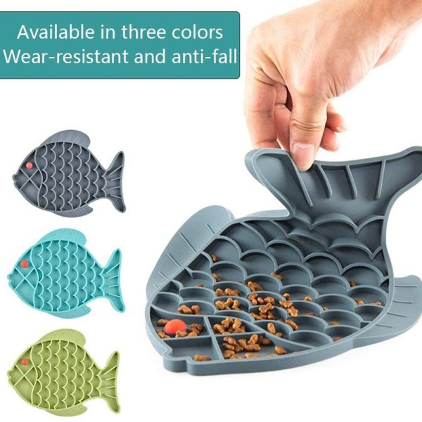 Pet Slow Feeder Hund slikkematte Morsom alternativ til Slow Feeder Hund skåler, Snuffle Matte & Hund skåler Fiskeformet Slow Food Skål-Grønn