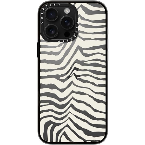 Kompakt iPhone 16 Pro Max Deksel [Lettvekt / 1,2 m 2X Militær Grad Fallbeskyttelse/Slank] - Kirsebær - Klar Svart Zebra Stripe iPhone 16 Pro Max