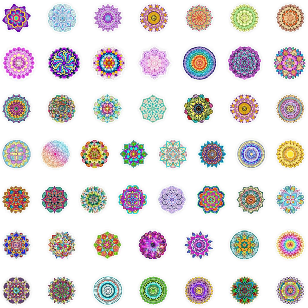 50 stk Mandala Blomsterklistermærker, Buddhistiske Vandtætte Vinyl Dekaler til Vandflaske Laptop Telefon Bil Skrabebog Planner Dagbog
