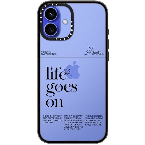 Kompakt iPhone 16 Pro Max Deksel [Lettvekt / 1,2 m 2X Militær Grad Fallbeskyttelse/Slank] - Kirsebær - Klar Svart Life Goes on iPhone 16 Plus