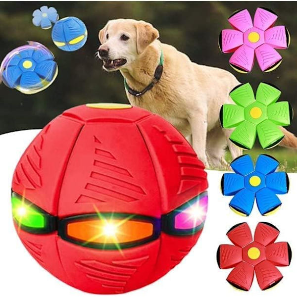 Husdjur Leksaker Hund Leksaker Konstig Magi Flygande Fat Tallrik Boll Magi Dekompression Deformation Fot Stomp Ljusutsändande Ventilerande Stomp Boll (röd,Inget Ljus)