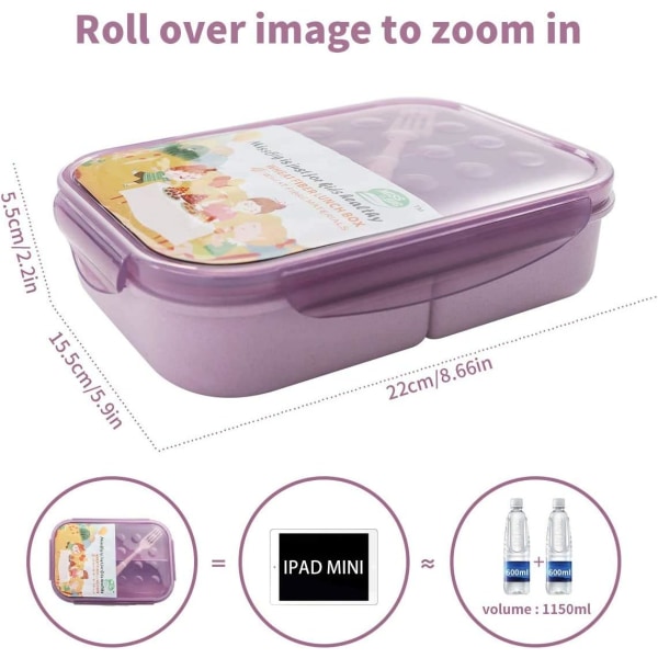 Lunchbox för barn, idealiska läckagesäkra lunchlådor, Mom's Choice Kids Lunchbox, inga BPA och inga kemiska färgämnen Bento-box för barn (lila M)