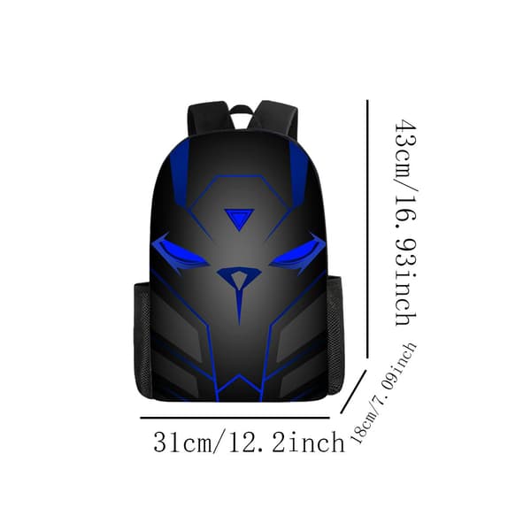 Mechanical Style School Backpack 3-Piece Set, Large Capacity Backpack - Design 12