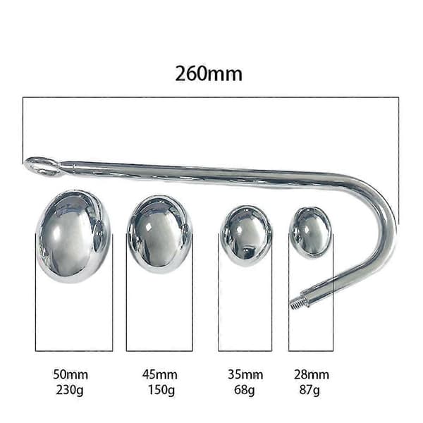 Udskiftelig metal rustfrit anal krog enkelt kugleperle buet metalkrog | Z5H1 Silver M