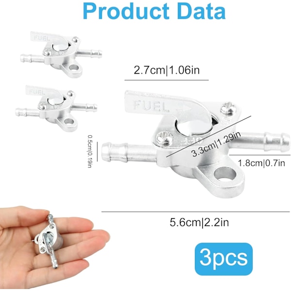 3-delat Set Bensin Kran 6mm Universal Bensin Kran Switch Bensin Kran Mofa Bensin Kran Nödkraftförsörjning