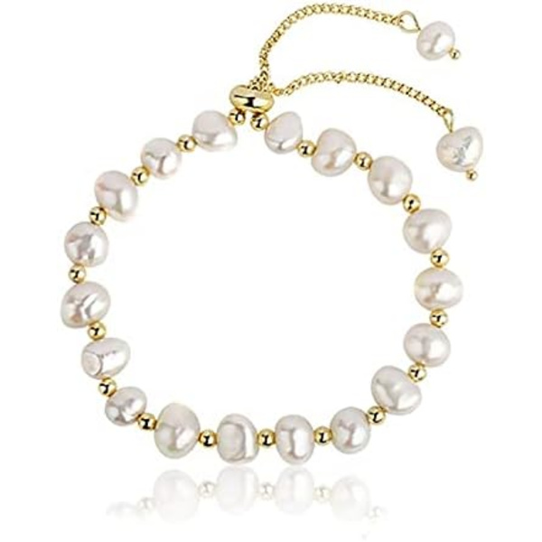 Armband 8mm handplockade pärlor vit barock elegant smycken för kvinnor flickor