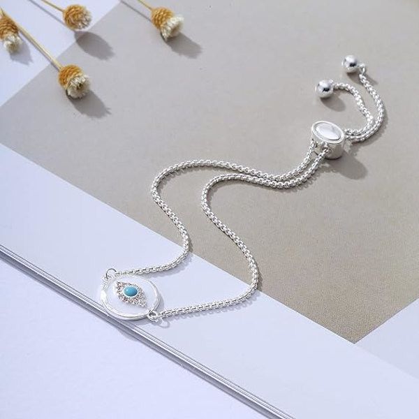 Onda öga armband, sidled kors armband, silver/guld/roséguld armband för kvinnor flickor justerbar glidkedja smycken