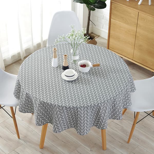 Round Vinyl Tablecloth Plastic Tablecloth Waterproof PVC Wipeable Spill-Proof Oilcloth Small Tablecloths