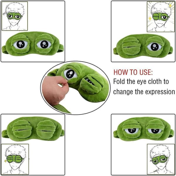 Frog Sleep Mask Funny Plush Eye Mask Adjustable Light Blocking Cover for Travel Rest