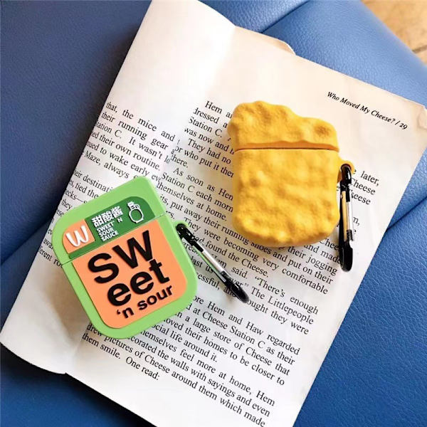 Airpod 1/2 Sød Etui, Silikon 3D Sjov Sjove Stilfuld Cover, Mad Design Hud, Tegneserie Nøglering Sæt Etuier til Airpods 1/2 (Kylling Nuggets)
