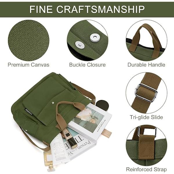 Canvas Tote Bag för kvinnor 14 tum Stor Crossbody Tote Bag med Multi Pockets Canvas Crossbody Bag Top Handle Axelväska Arbets Tote Bags