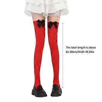 Lårhøje strømper til kvinder med sløjfer, jule-over-knæstrømper, lange støvlestrømper, cosplay-strømper, gave