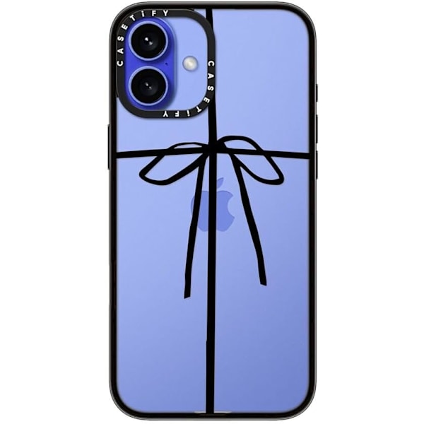 Kompakt iPhone 16 Pro Max Deksel [Lettvekt / 1,2 m 2X Militær Grad Fallbeskyttelse/Slank] - Kirsebær - Klar Svart Wrapped in a Bow iPhone 16 Plus
