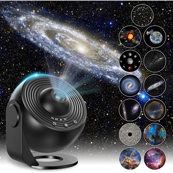 Stjernehimmel-projektorlampe, stjernehimmel for soverom, 13 planetariske skiver, LED-stjernehimmel, projektor for barn, voksen/soverom/fest/tak Moonlight silver