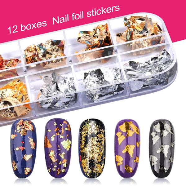 Nagelkonsttillbehör Set (Färgglad folie + borr) smink