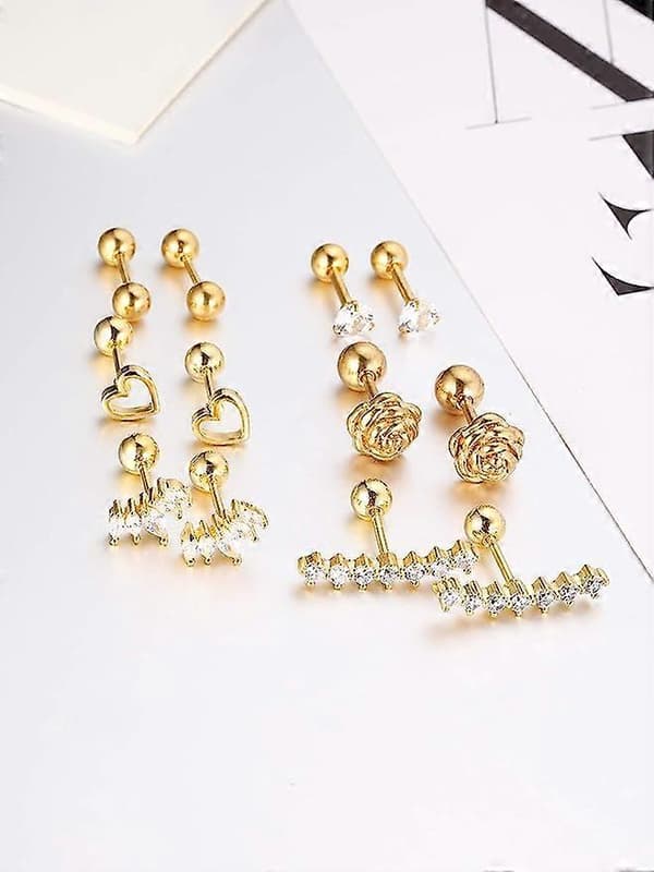 6 par øredobber i rustfritt stål Tragus brusk øredobber Labret Studs Barbell leppe nese kroppspiercing for menn kvinner ornament