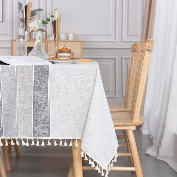 Rektangulär bomullslinneduk Grå bordsduk Linne 140x220 cm Elegant bordsduk Rektangel för hem Matsal Kök Bordsdekoration