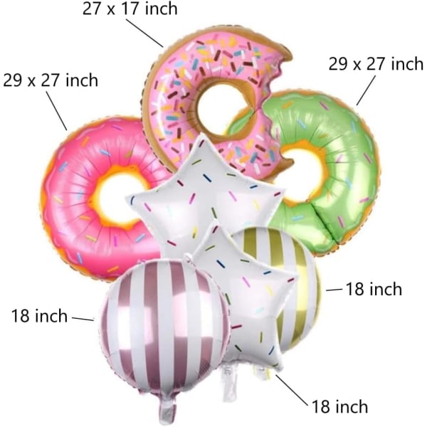 Donutballonger - Donutdekorasjoner, Donut-tema bursdagsfestutstyr, Donutballongfolie bursdagsdekor Helium morsom ballong for festdekorasjon