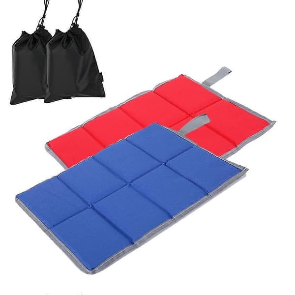 Siddeunderlag, 2 stk. skum vandresædeunderlag foldbart, vandtæt sædeunderlag til camping med opbevaringsposer, udendørs foldbart skum siddeunderlag til vandreture, picnic, B Sky blue*red