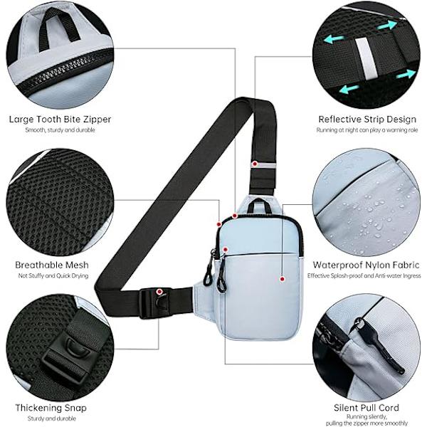 Mini Sling Bag - Miesten ja naisten pieni vedenpitävä crossbody-laukku, rento puhelinrintareppu matkustamiseen ja patikointiin