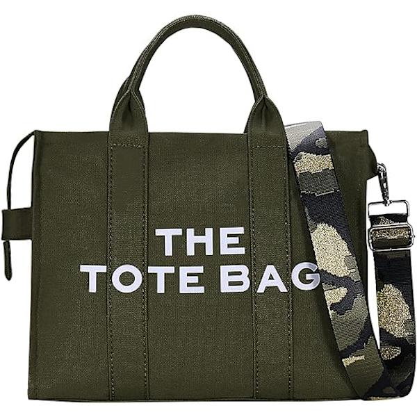 Canvas Tote Bags för kvinnor Handväska Tote Väska med dragkedja Canvas Crossbody Väska för kontor, resor, skola