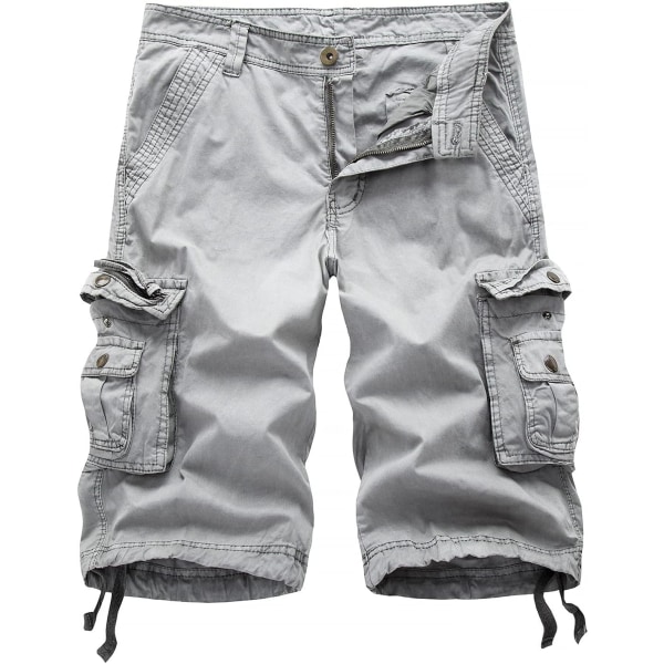 Avslappnade Cargo-shorts för män Casual , flerficks blixtlås Deco-shorts för utomhusbruk Lätta korta byxor i twill