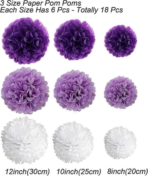 Pompom-koristeet, silkkipaperipompomit, paperikukkapallo