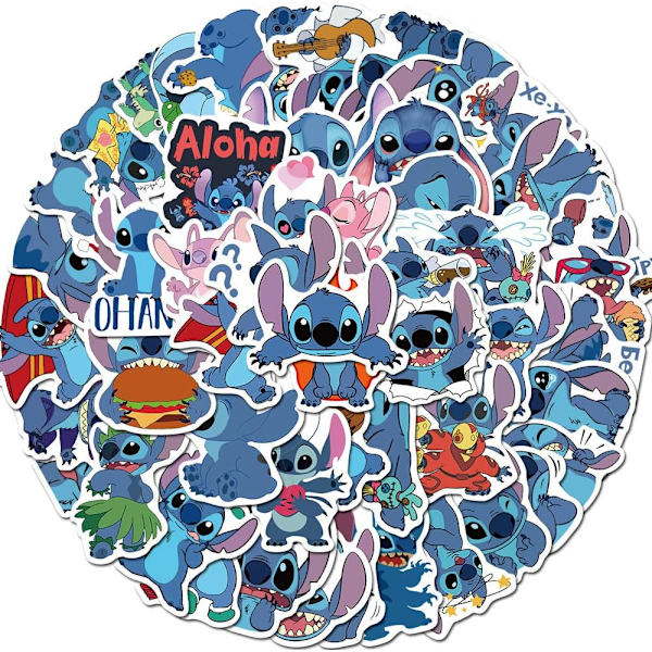 50 st söta tecknade Stitch-klistermärken för barn till vattenflaskor, bärbara datorer, HydroFlasks, estetiska dekaler för dator, telefon, gitarr, bagage