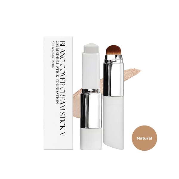 2-in-1 Color Changing Foundation Stick, Medium to High Coverage Natural