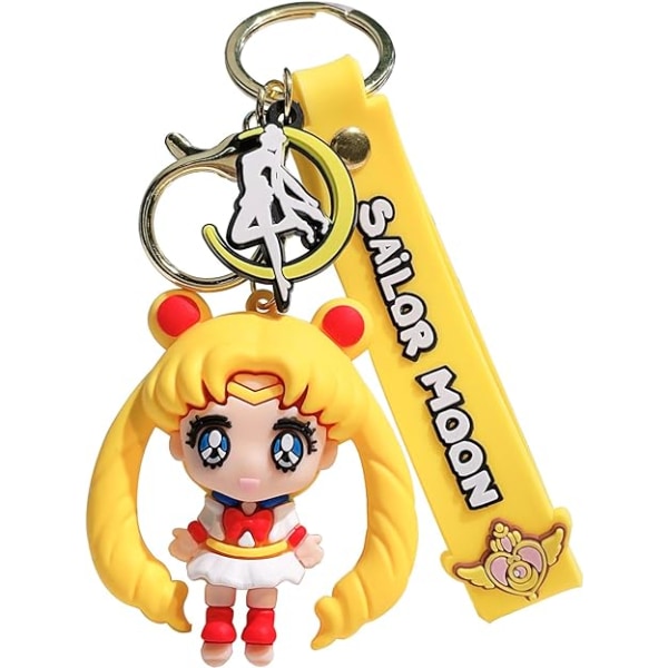 Anime Key Chain - Mini Figure Rubber Cartoon Key Ring Backpack Kay Jewelry Accessories Gifts for Women-Sailor Moon