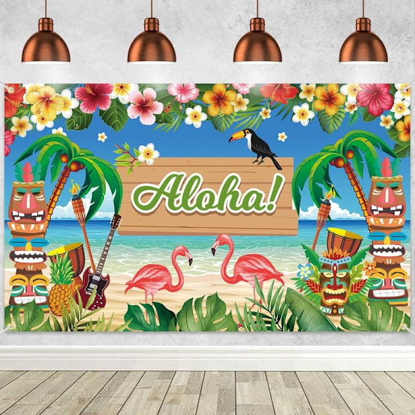 Aloha Party Bakgrund, Hawaiiansk Dekorationsbanderoll, Stor Aloha-banderoll för Tropiska Festdekorationer och Strandfestdekorationer 72,8 x 43,3 Tum