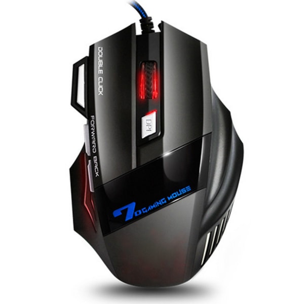 4 Justerbar DPI og 7 Knapper LED Optisk USB Kablet Gaming Mus til Gamer PC MAC-sort
