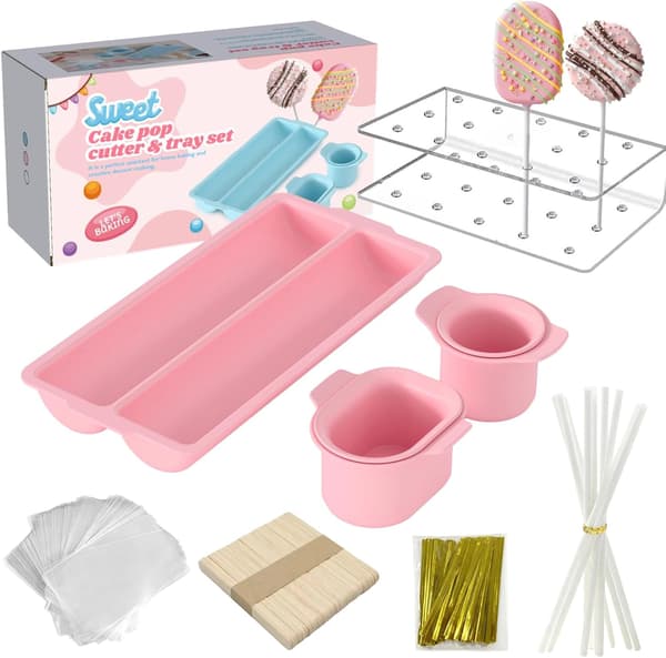 Kaksform - 1 Set Cakesicle Cutter - ABS Kaksform - Cake Pop Form - Cake Pop Cutter och Pusher Press Set med 8 Typer av Förpackningstillbehör, Bakin