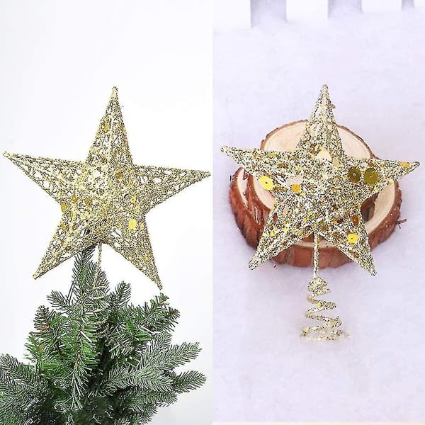 Julehjem Stue Skrivebord Stjerne Dekoration (25cm, Guld) 1 Styk Bd-