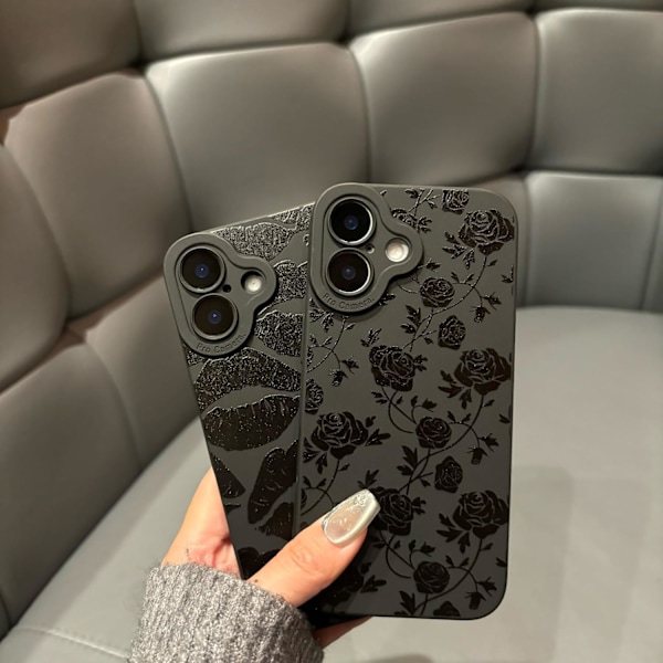 iPhone 16 Pro Max Skal 6,9 tum 2024, Estetisk Hjärtan Print iPhone 16 Pro Max Skal för Kvinnor Flickor Män, Silikon Skyddande Telefonfodral för iPhone Flower iPhone 16 Plus