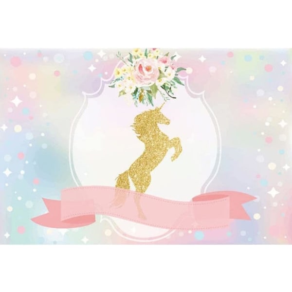 Fashion Unicorn Ribbon Flowers Baby Shower Party Custom Photo Baggrunde Baggrund Dekoration (7x5FT/2.1x1.5m)