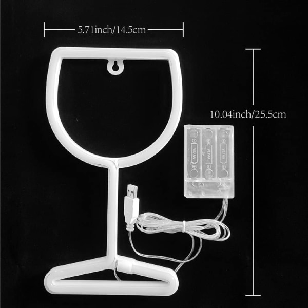 Vinglas Neon Skilte, USB eller 3-AA Batteridrevet Neon Lys, LED Lys Borddekoration, Piger Soveværelse Vægindretning, Børns Fødselsdagsgave (pink)