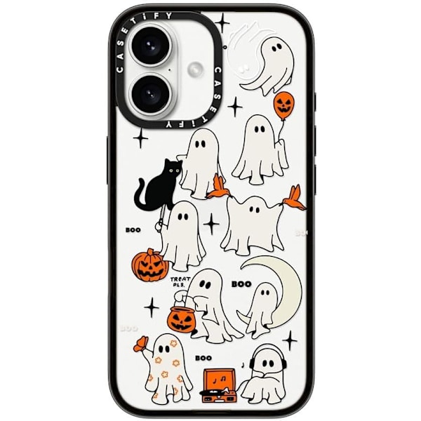 Kompakt iPhone 16 Pro Max Deksel [Lettvekt / 1,2 m 2X Militær Grad Fallbeskyttelse/Slank] - Kirsebær - Klar Svart Boo Things iPhone 16