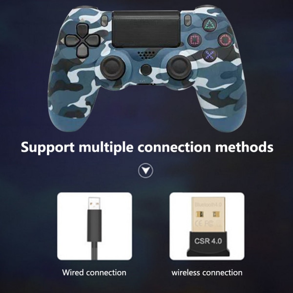 Trådlös spelkontroll Controller Bluetooth Dual Head Snowflake Handtag Joystick Gamepad kompatibel med spelkonsol 4-blå camouflage