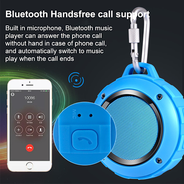 Ulkoilman vedenpitävä Bluetooth-kaiutin, langaton kannettava minisuutin matkakaiutin subwooferilla - sininen