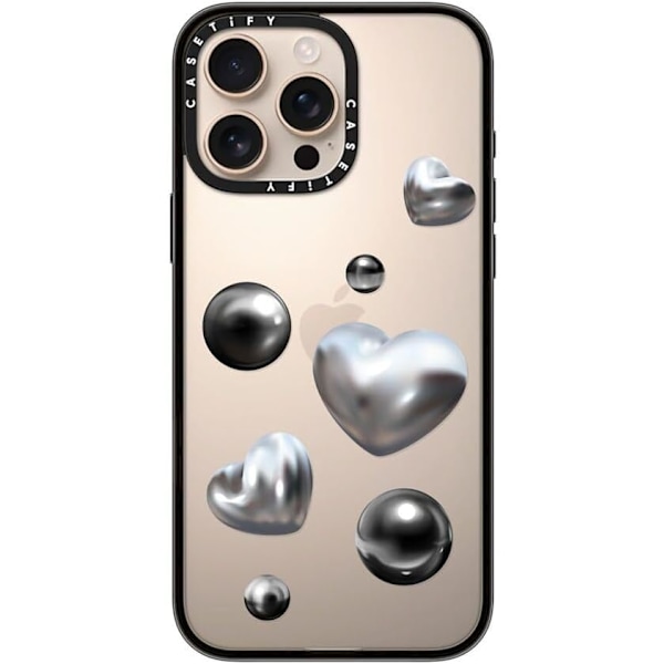 Kompakt iPhone 16 Pro Max Deksel [Lettvekt / 1,2 m 2X Militær Grad Fallbeskyttelse/Slank] - Kirsebær - Klar Svart Chrome Love iPhone 16 Pro Max